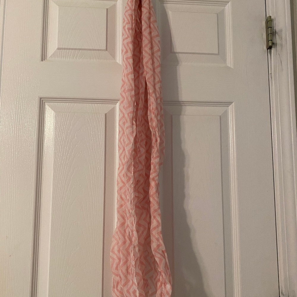 Pink and White Patterned Infinity Scarf
